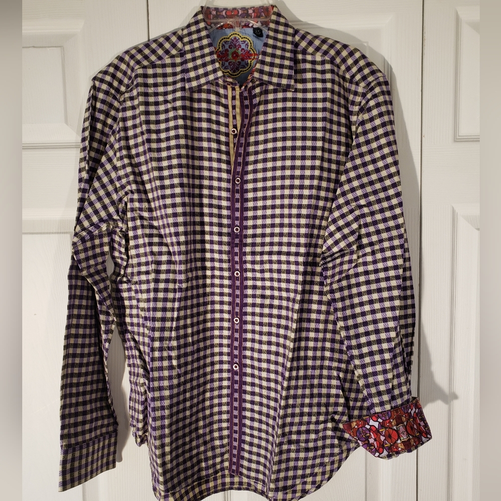 Mens Robert Graham purple plaid shirt